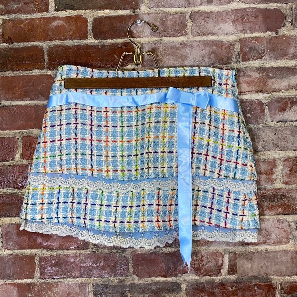 Vintage Y2K tweed micro mini skirt made in France by brand Casting